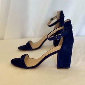 Vince Camuto Royal Blue‎ Suede Block Heels Open Toe Size 9 Sexy Romantic